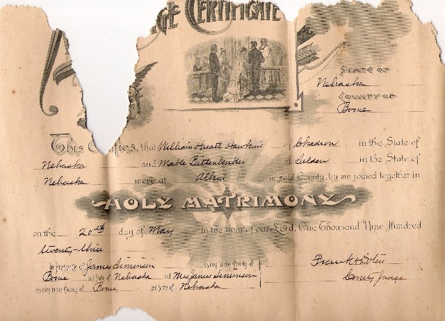 Photo of Original Marriage License                                                                        