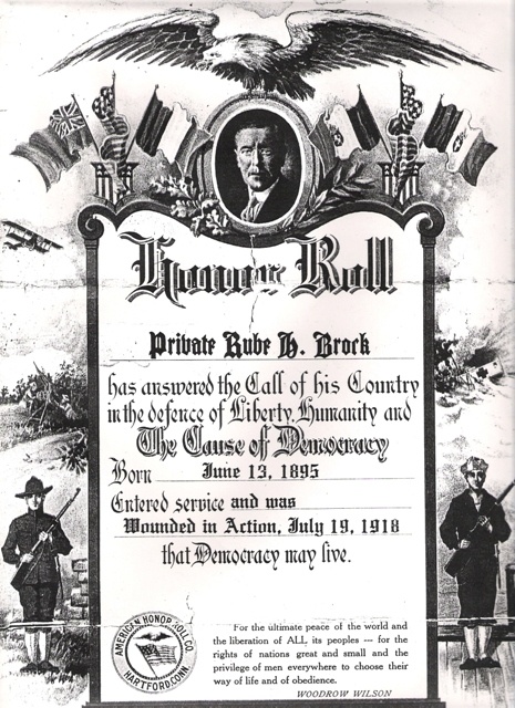 Copy of Original Certificate Sent after Ruben's Death in WWI