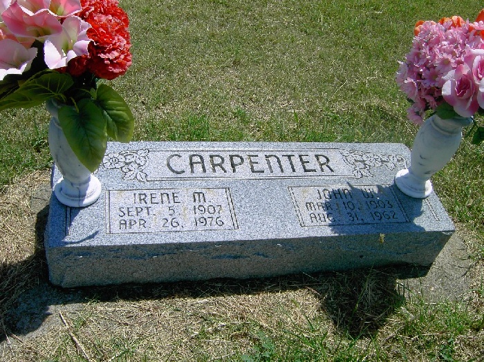 Tombstone for John W. Carpenter and Irene Drake Carpenter