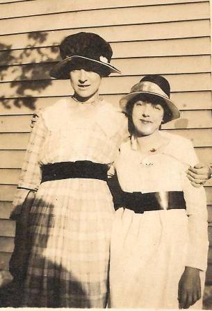 Willie Hawkins (wife of Elmer Hawkins) & Stella / date unknown - estimated prior to 1921